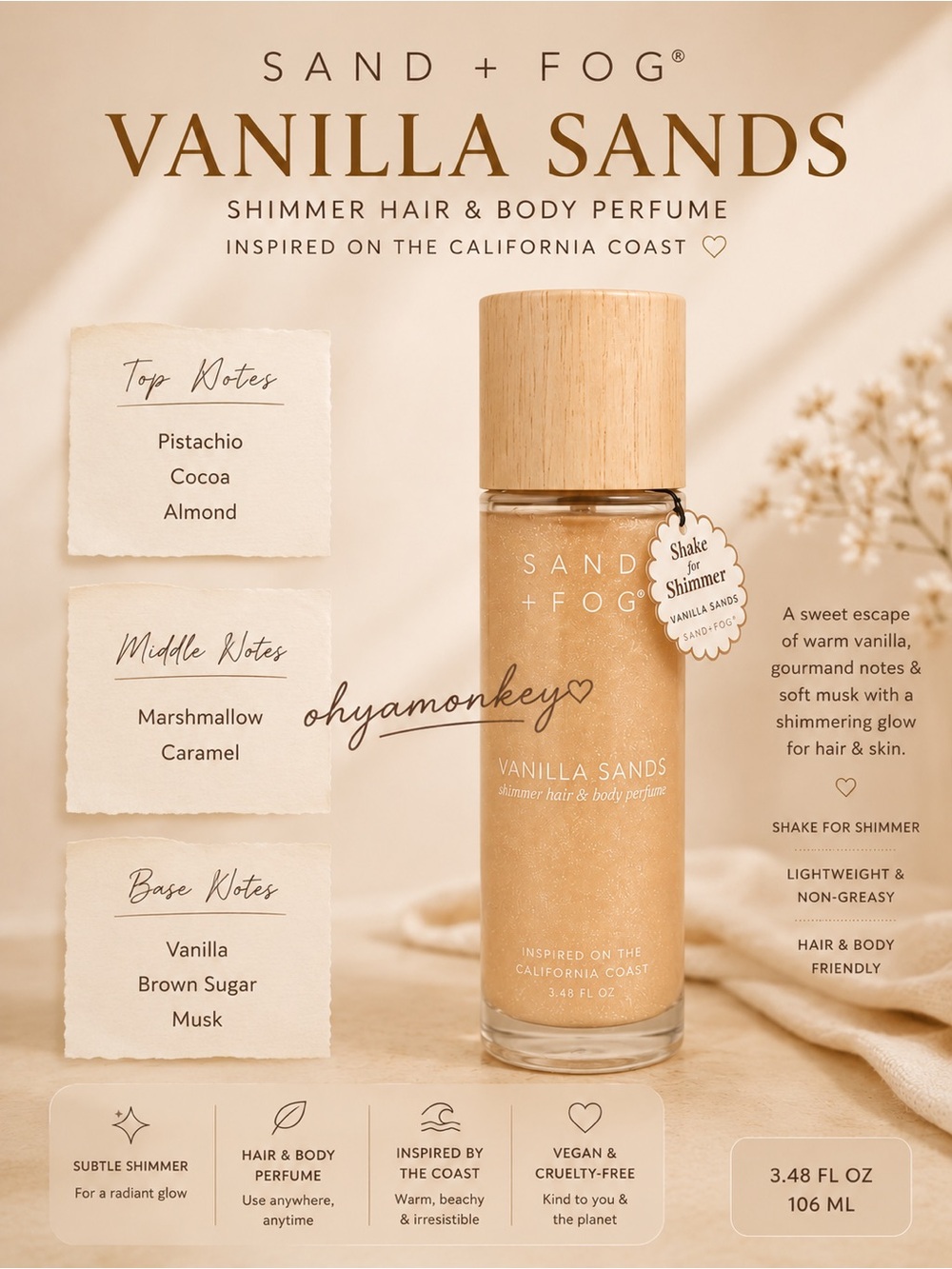 Sand + Fog Vanilla Sands Shimmer Hair & Body Spray